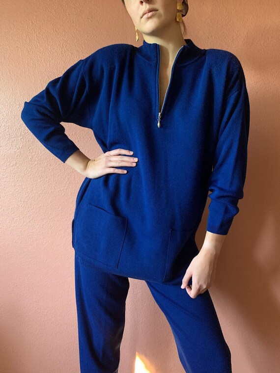80s Two Piece Sweat Suit Knit Sweater Pullover Kn… - image 5