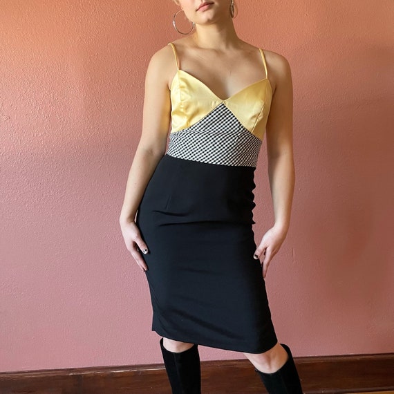 black and white checkered bodycon dress Strapless Black And White Checkered Bodycon Dress