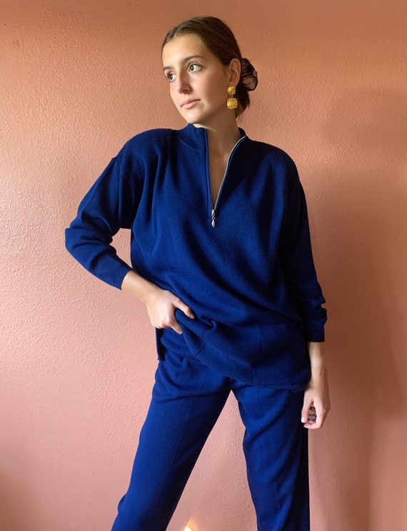 80s Two Piece Sweat Suit Knit Sweater Pullover Kn… - image 7