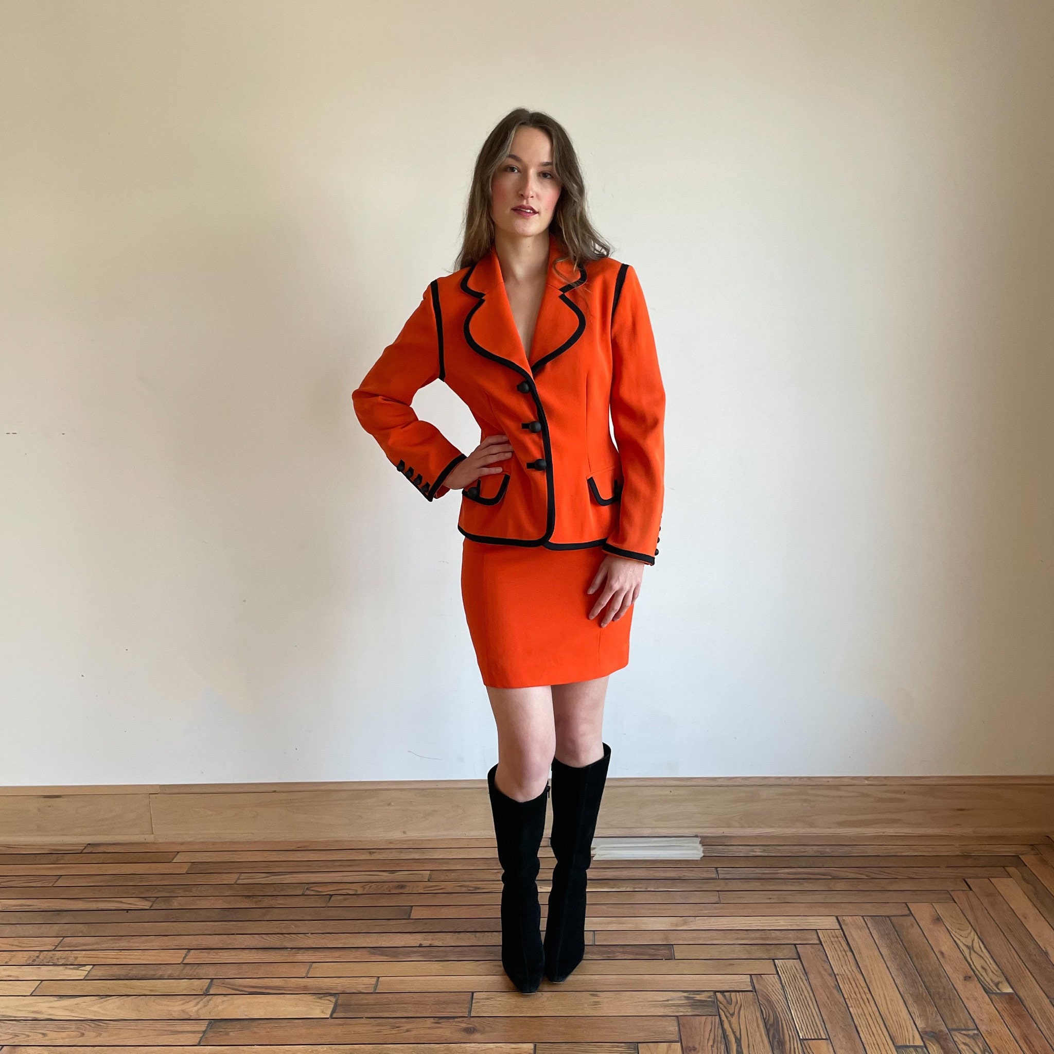 90s Moschino Suit Set Pencil Mini Skirt Blazer Oversized