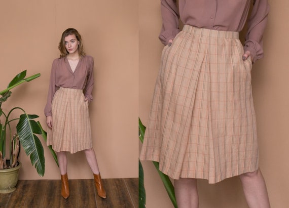 70s Burberry Skirt Cotton Plaid Mini Skirt Pleate… - image 1