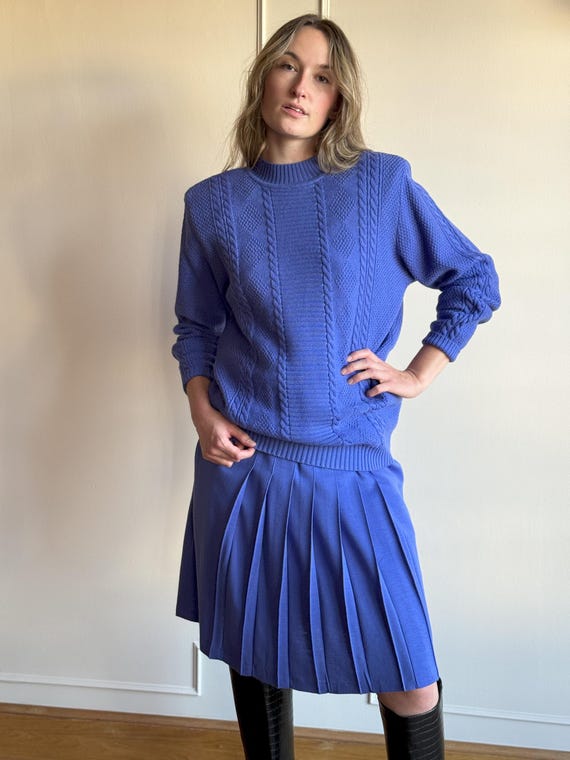 Ensemble Pull-jupe Fille En Velours Côtelé Vintage Années 80 - Taille 18 Mois - Avec Chemisier à Pois