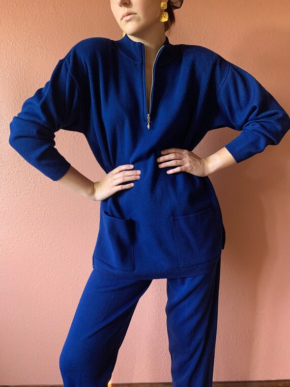 80s Two Piece Sweat Suit Knit Sweater Pullover Kn… - image 3