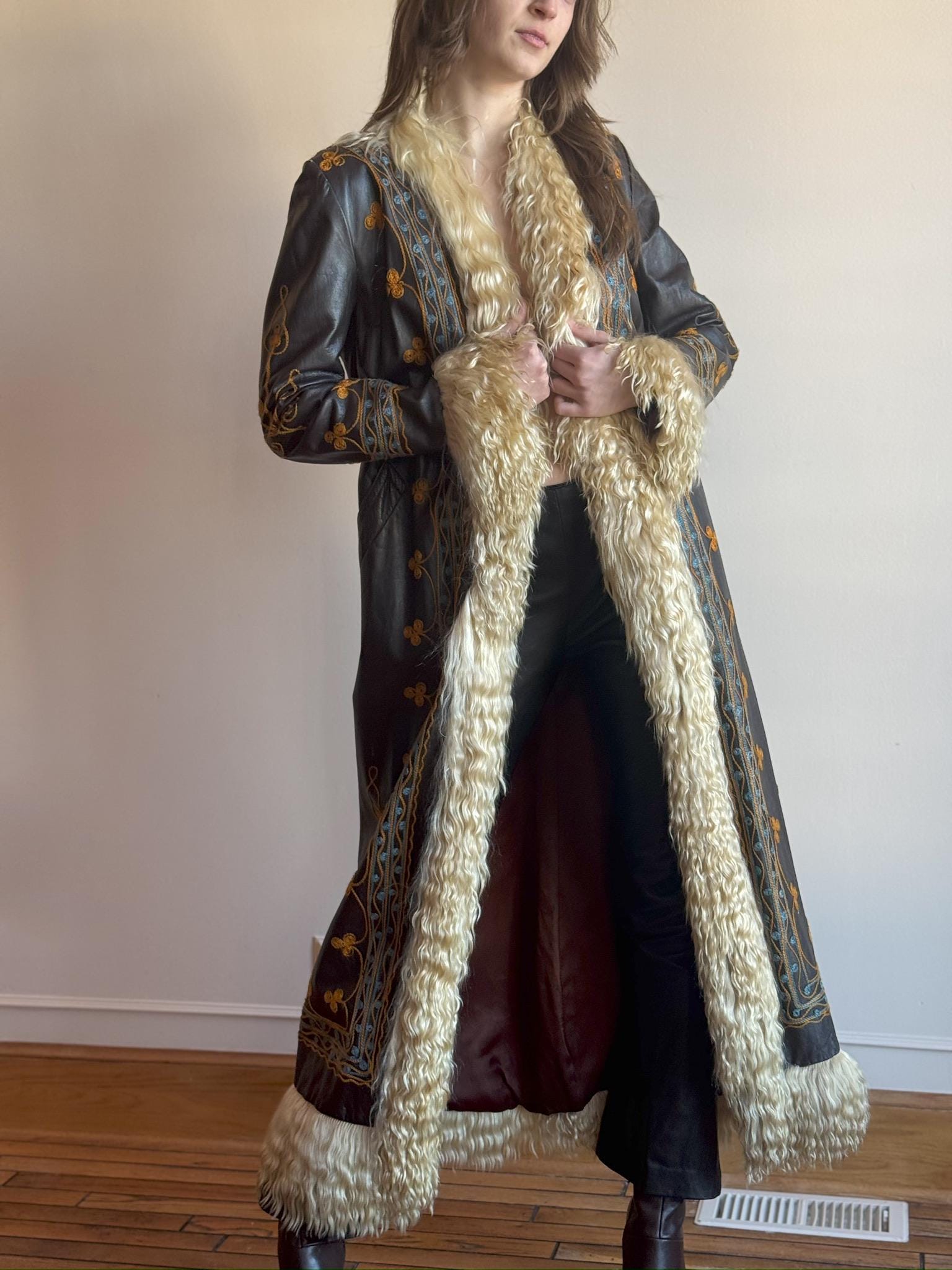 70s Mongolian Lamb Fur Leather Coat (purchased in Turkey