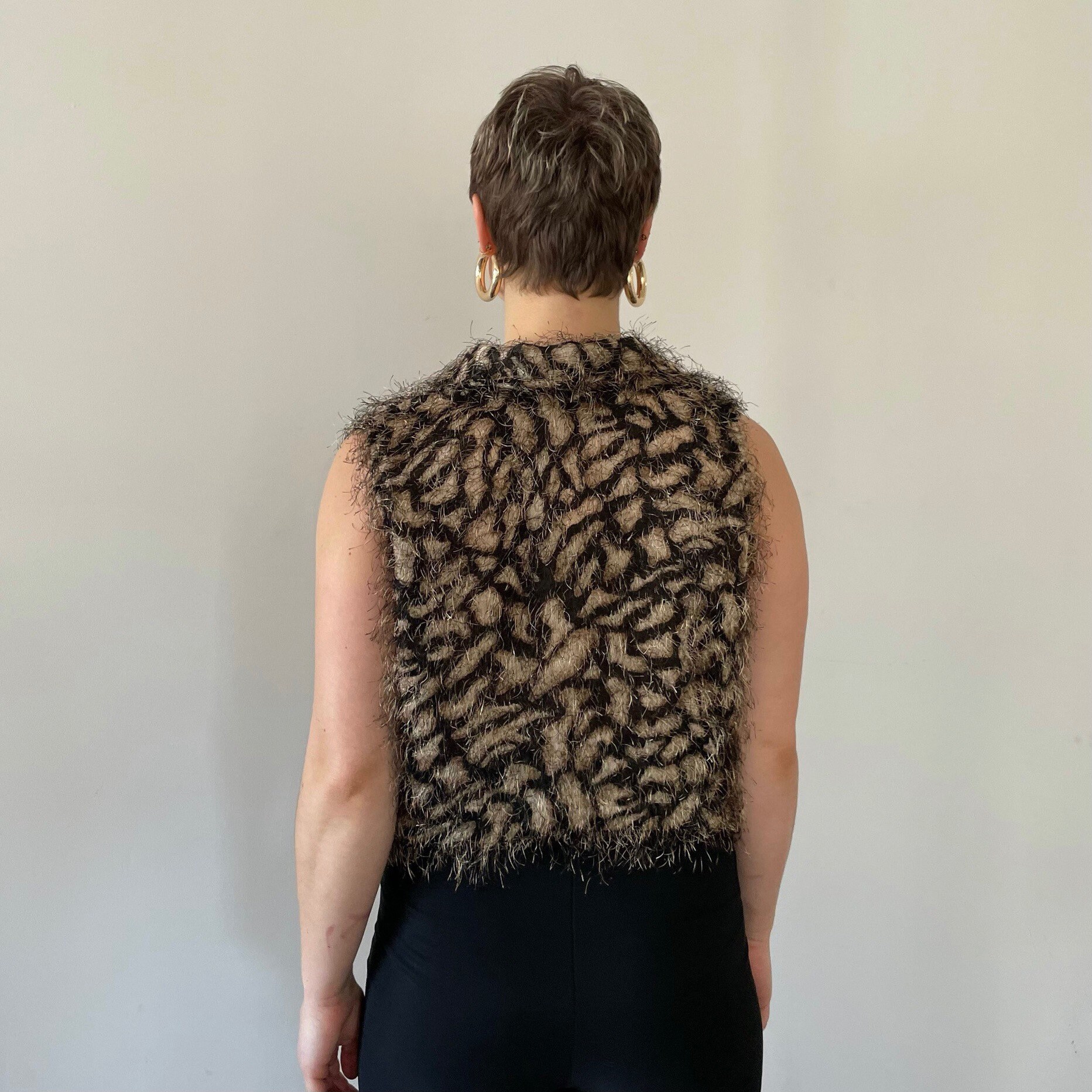 No e mosen Fur leopard down y2k 短丈 Leopard Pattern Fur Hooded