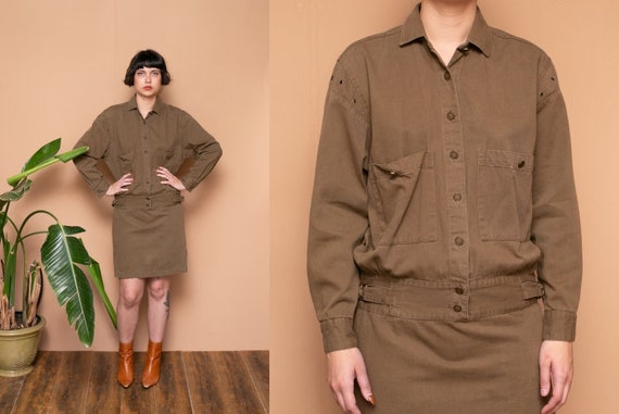 olive green denim dress