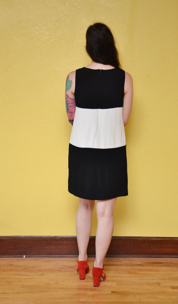 90s Black White Minimal Dress Mod Dress Mini Dres… - image 8