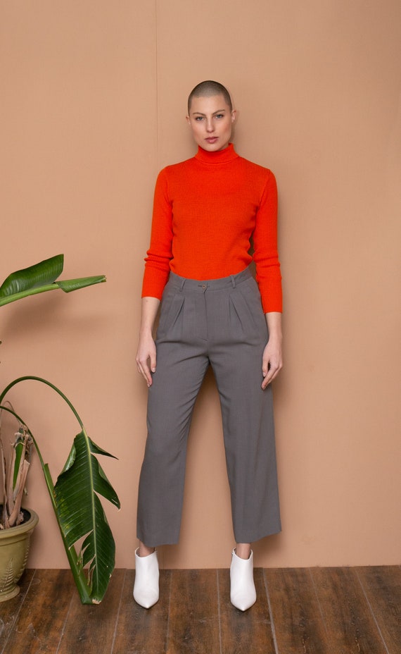 80s Armani High Waist Pants Gray Structured Pants… - image 3