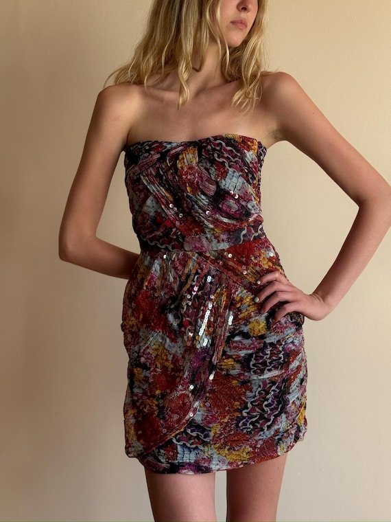 diane von furstenberg beaded dress DVF DIANE VON FURSTENBERG Black Silk Beaded V Neckline Sleeveless Evening  Dress