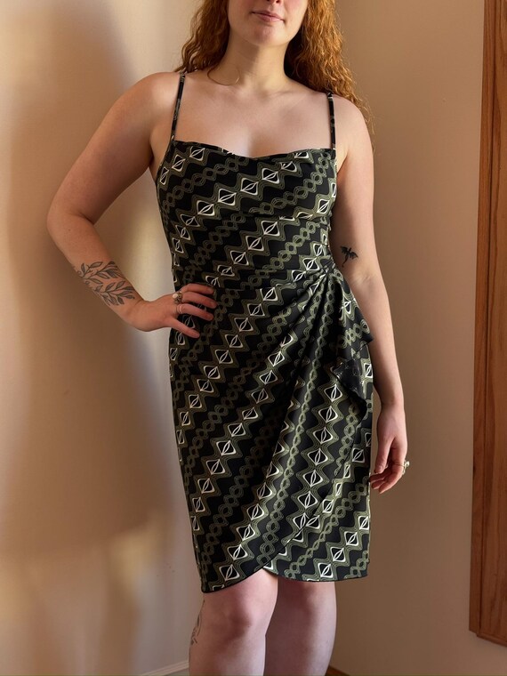 90s Geometric Bodycon Mini Dress  Ruched Waist Cocktail Dress - Etsy