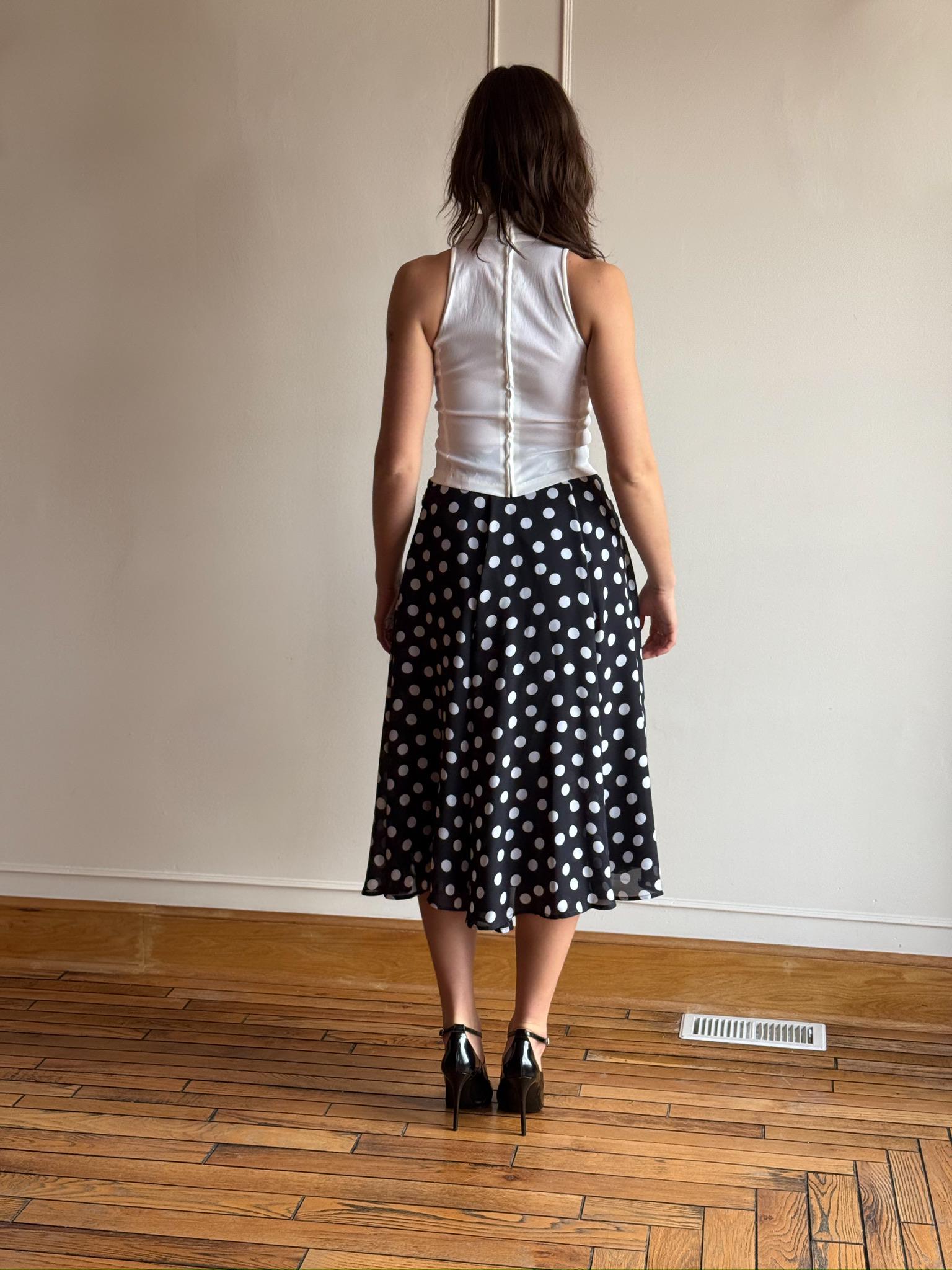 90s JH Collectibles Black Polka Dot Midi Skirt – Fit and