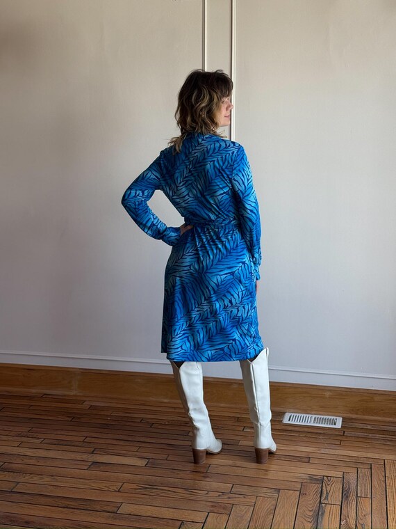 90s/Y2K Express Blue Zebra Print Long Sleeve Wrap… - image 5
