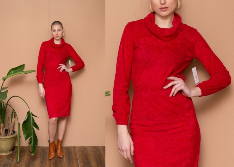 red turtleneck dress