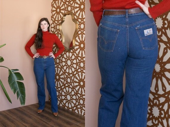 Vintage 70s Levis Denim Jeans // High Waisted Boot
