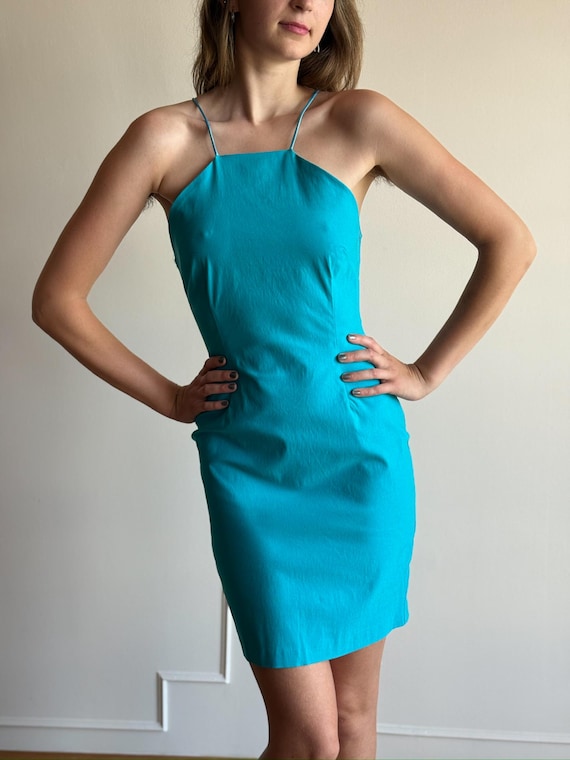 knee length dresses for ladies Idol Bandage Mini Dress in Turquoise | Jaded London main image 1