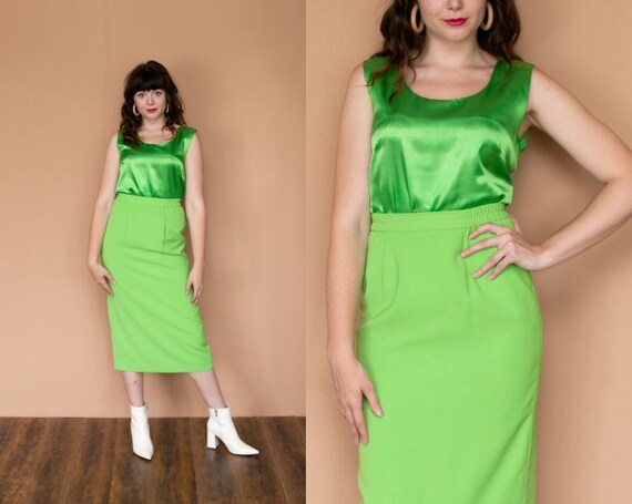 neon high waisted pencil skirt