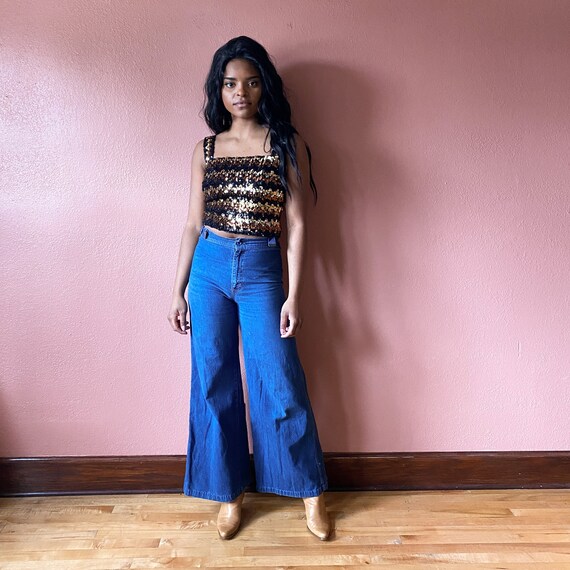 70s Wide Leg Jeans // Bell Bottoms Plush Bottoms /