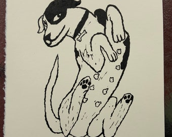 Dog as a bug- Linocut print