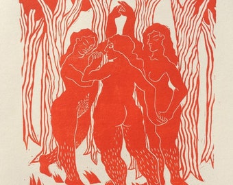 Linocut- Three Graces