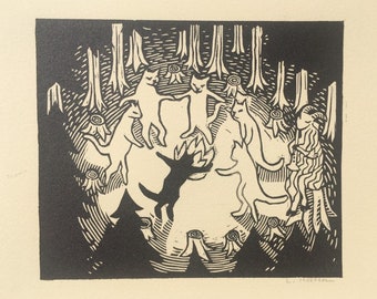 The Dance - Linocut