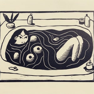 Long soak- Linocut