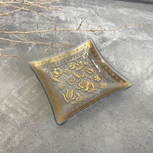 Vintage Gold Georges Briard Square Glass Dish | Vintage Glass Plate | Mid Century Modern | MCM