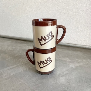 Vintage Brown and Cream Plastic Coffee Mug Set of 2 | Vintage Stackable Mugs | Plastic Insulated Coffee Mug | Novelty Mug | Retro Kitchen
