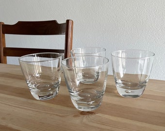 Vintage Low Ball Bubble Glassware Set of 4 | Vintage Clear Old Fashion Glasses | MCM | Vintage Barware | Mid Century Modern