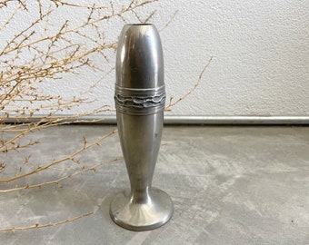 Vintage Pewter Metal Vase by Brodrene Mylius | Vintage Silver Bullet Metal Vase | 60s Decor | MCM | Norway