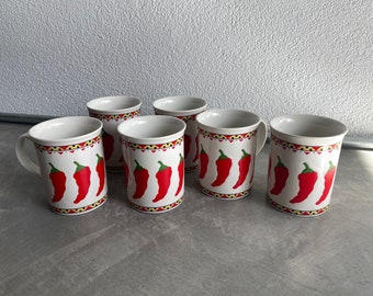 tasse de café vintage de piment rouge d'Otagiri du Japon | Conception : MaryAnn Baker | tasse à café vintage | Tasses à café du sud-ouest | *PRIX PAR MUG*