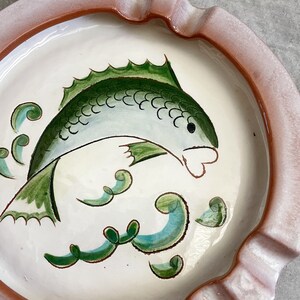 Stangl Pottery Cendrier Rond Poisson Vert cendrier à cigares vintage Décoration d'intérieur du milieu du siècle MCM Fumer image 3