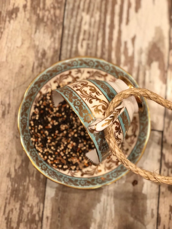 Hanging Teacup Bird Feeder Etsy
