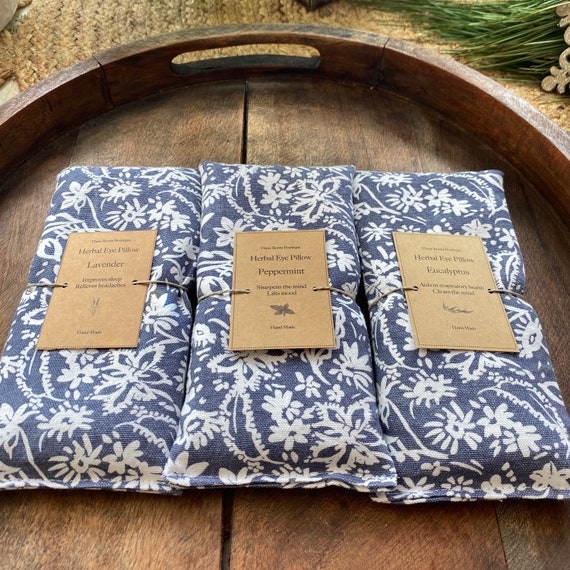 Herbal Eye Pillow Denim Blue Floral Etsy