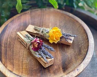 Palo Santo Smudge Bundle with Rose, Lavender, and Bay