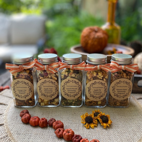 Set of 5 Simmering Potpourri in Glass Spice Bottles 