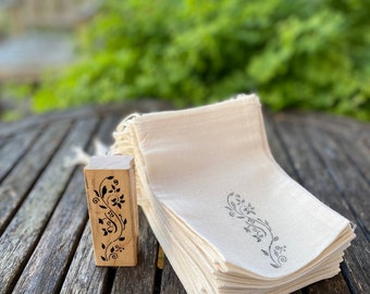 Cotton Muslin Bag - Hand stamped