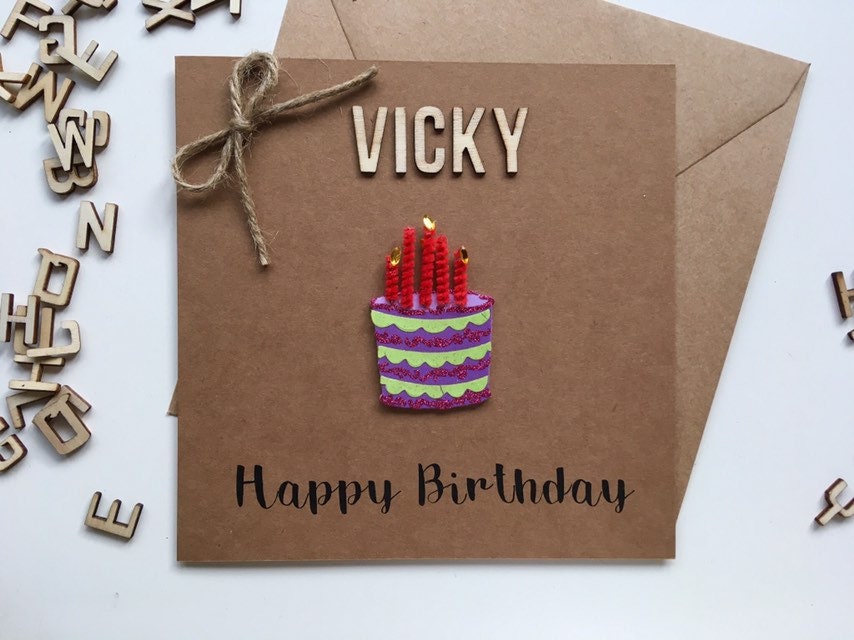 Personalised With Name Handmade Birthday Girl Card Birthday Etsy Personalised With Name Handmade Birthday Girl Card Birthday Etsy