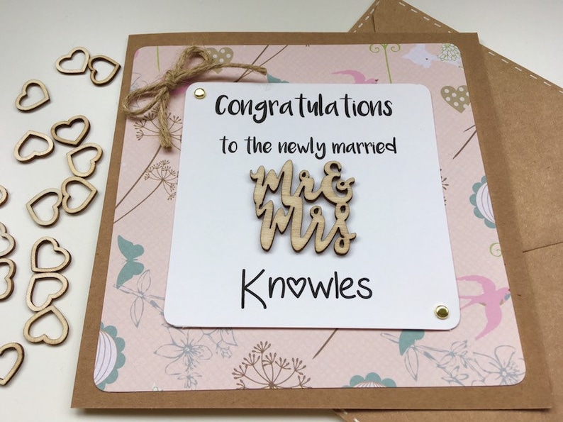 Surname on Pretty Rustic Design Wedding cards Handmade Personalised Wedding Card Congratulations on your Wedding Day Card Mr /& Mrs