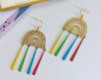 Rainbow Earrings - long earrings, multicolour, nature jewellery, weather, large earrings