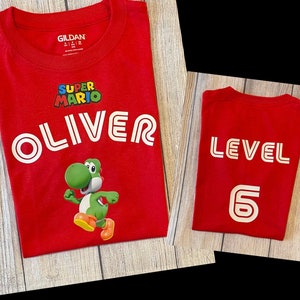 Yoshi birthday shirt , super mario, birthday shirt, personalized, mario party, kids yoshi shirt, super mario shirt