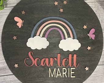 Rainbow name sign, nursery, baby, children’s room, personalized sign