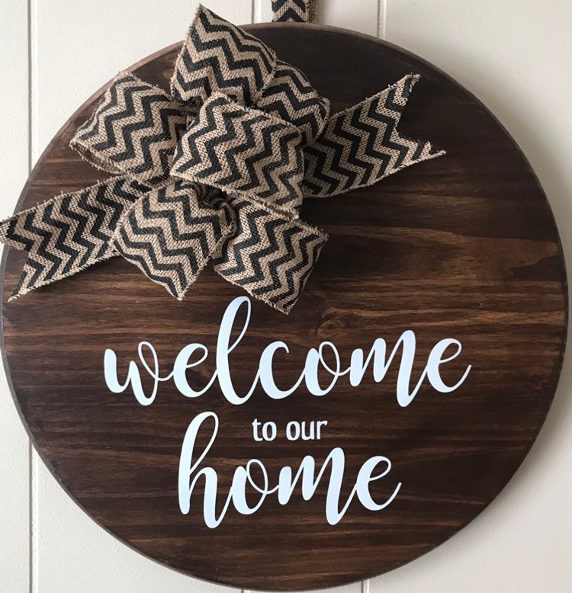 Round Welcome Sign, Door Hanger, Welcome Sign, Round Wood Welcome, Wood ...