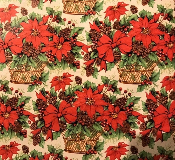 Vintage Red Flower Wrapping Paper 2 Sheets 