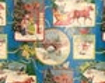 Sheet 70s WRAPPING PAPER Mid Century Vintage Holiday Christmas Landscape