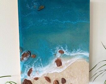 Realistic Ocean Painting; Resin Ocean Painting; 16x20 Inch Painting