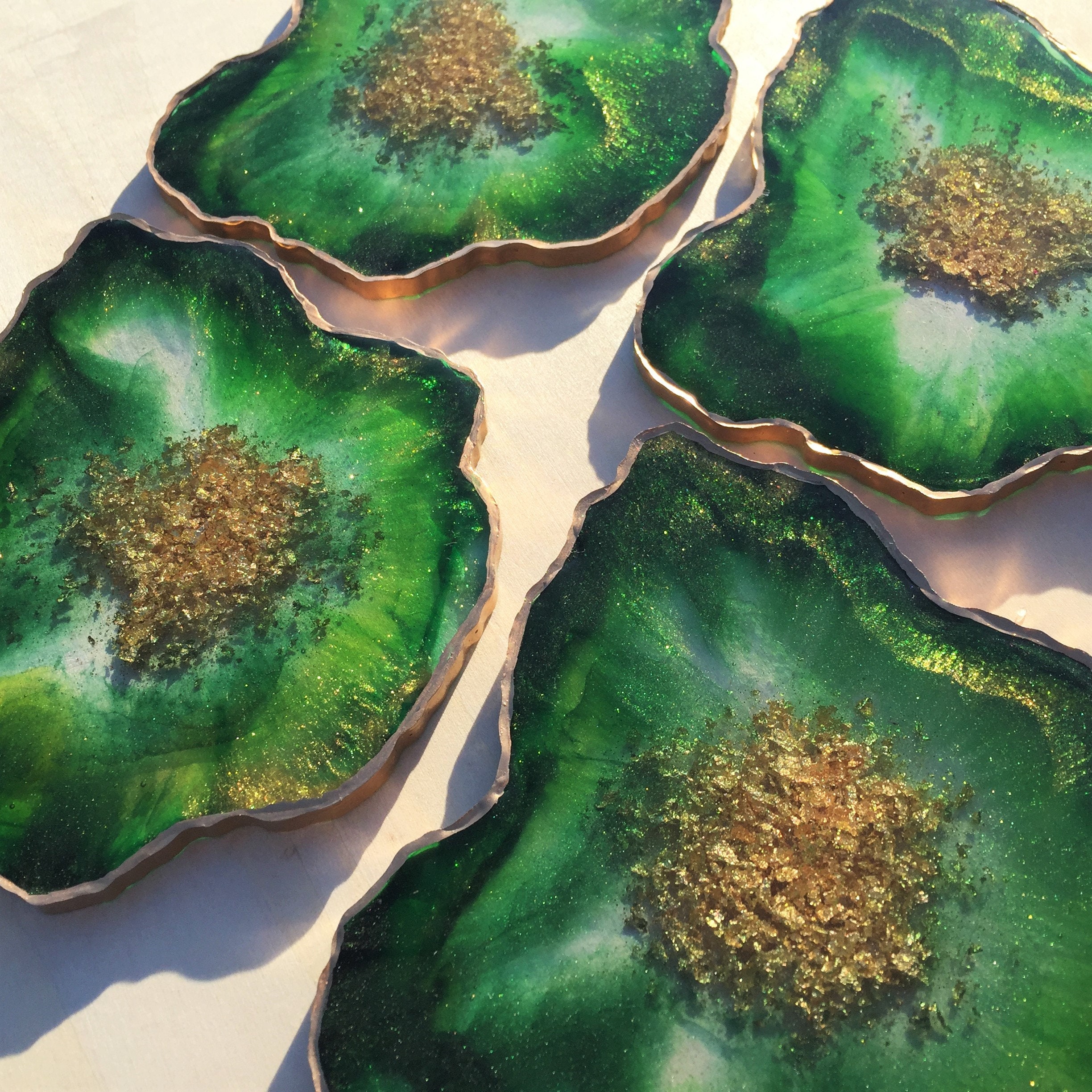 Emerald Green Geode Coasters