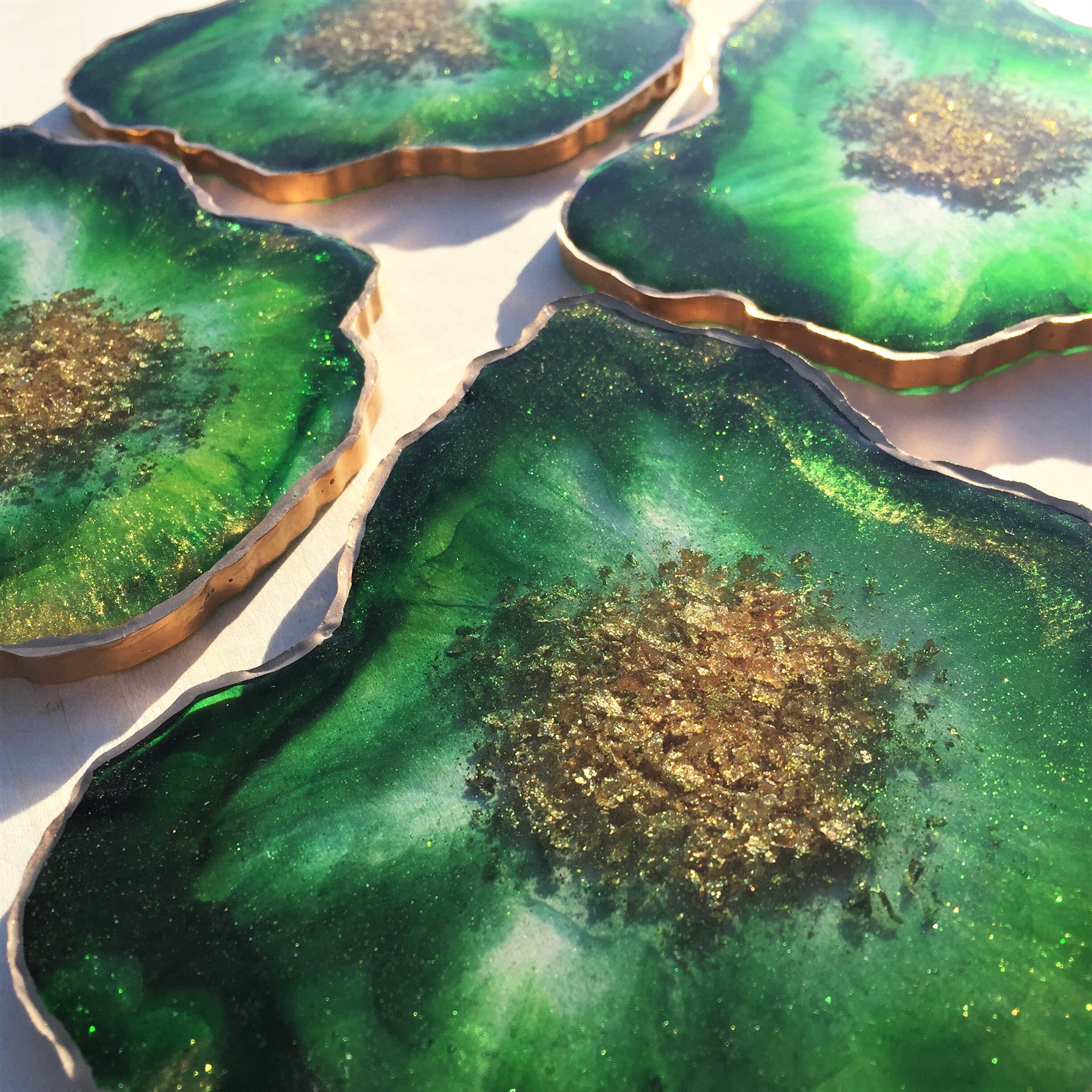 Emerald Green Geode Coasters