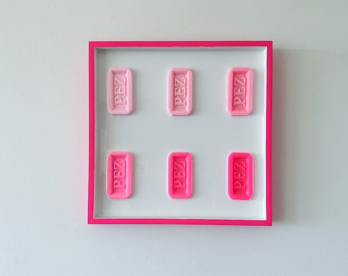 PEZ Candy Painting, PEZ Wall Hanging; Pink Ombre