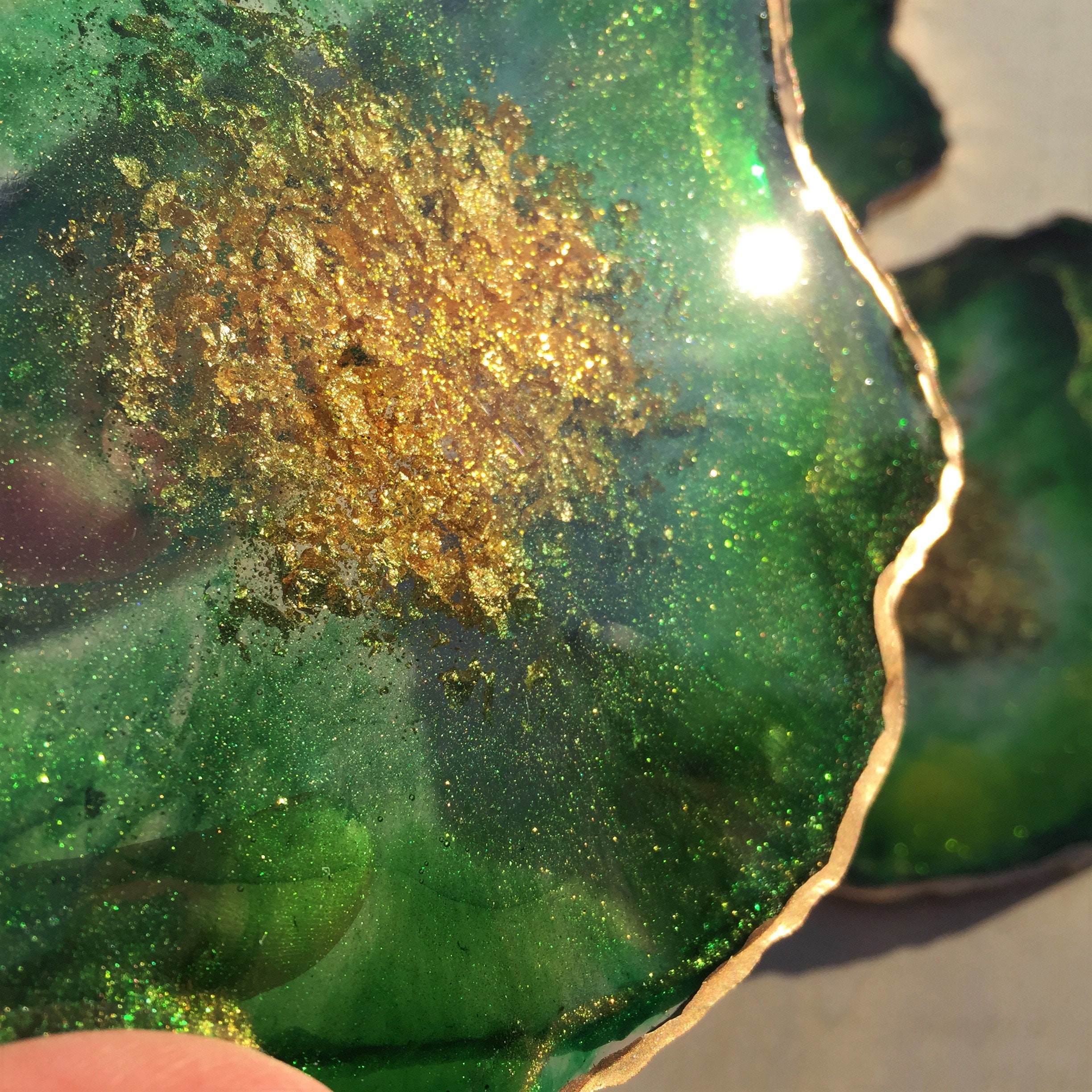 Emerald Green Geode Coasters