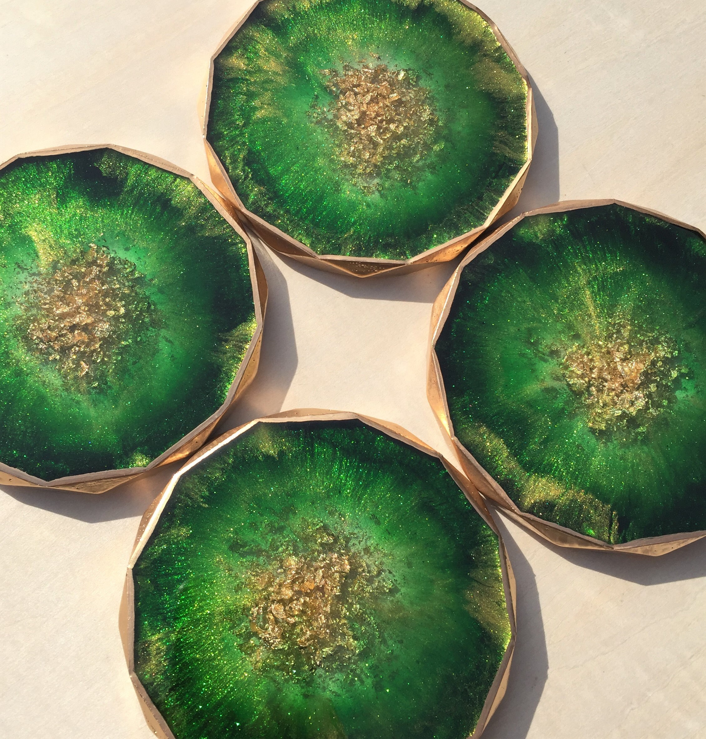 Emerald Green Rhombus Edged Coasters